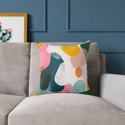 Pastel Pebble Garden - Square Poly Canvas Pillow