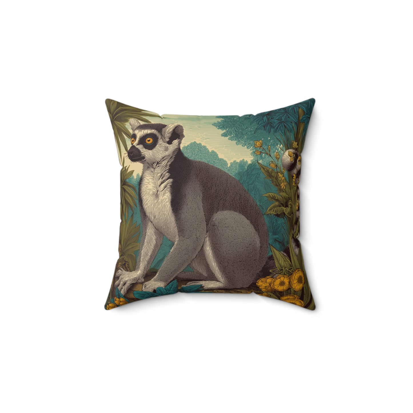 Sunset Grove Lemur - Faux Suede Square Pillow