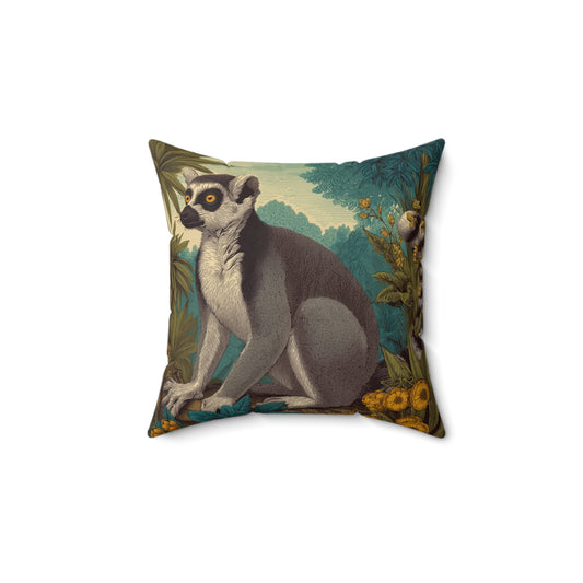 Sunset Grove Lemur - Faux Suede Square Pillow