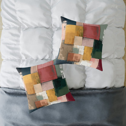 Harvest Block Mosaic - Square Poly Canvas Pillow