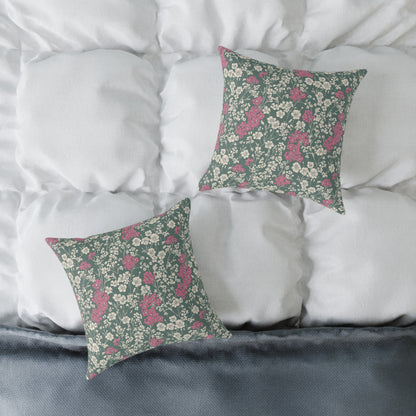 Wild Pink Meadow - Square Poly Canvas Pillow