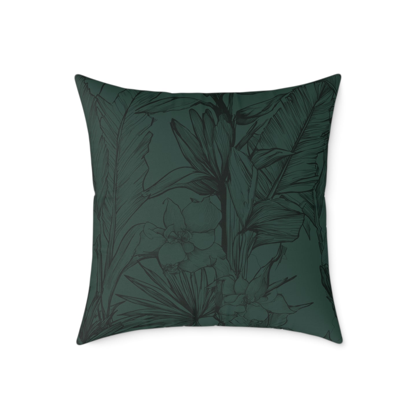 Emerald Night Garden - Square Poly Canvas Pillow