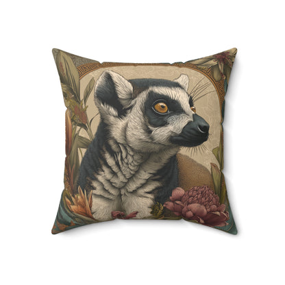 Golden Ring-Tailed Lemur - Faux Suede Square Pillow