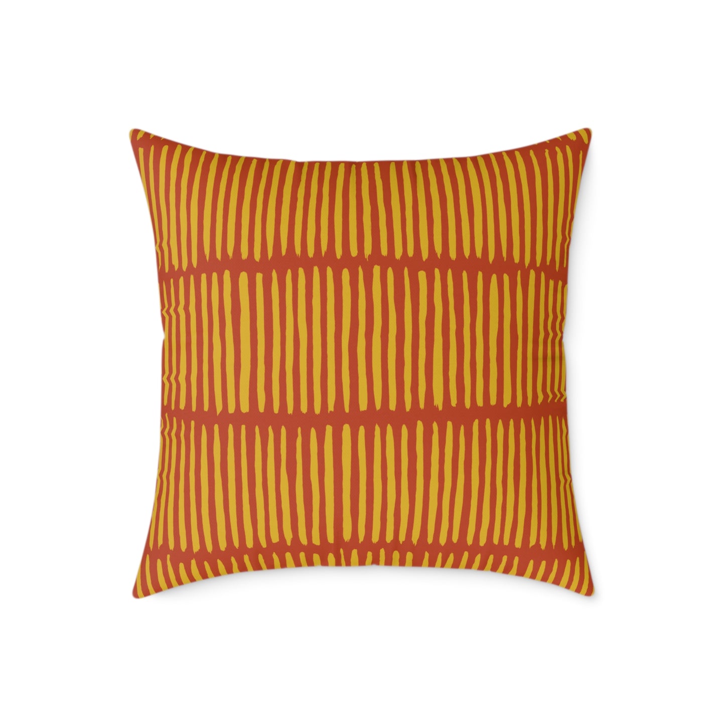 Loom Lines - Terracotta - Square Poly Canvas Pillow