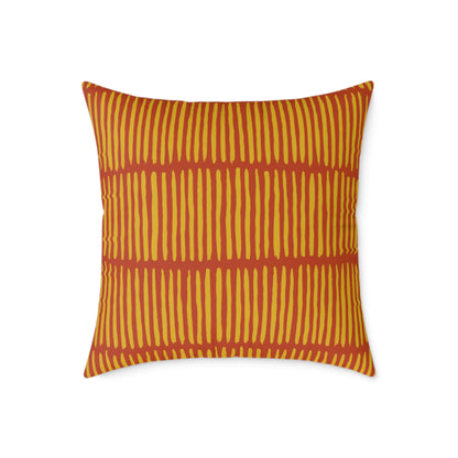 Loom Lines - Terracotta - Square Poly Canvas Pillow