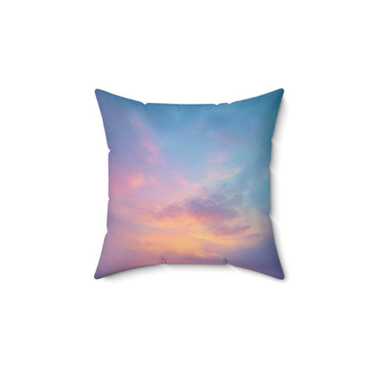 Pastel Dawn Horizon - Faux Suede Square Pillow