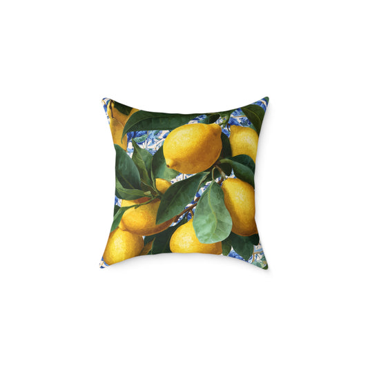 Lemon Grove Abundance - Square Poly Canvas Pillow