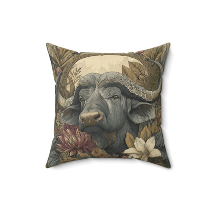 Heritage Cape Buffalo - Faux Suede Square Pillow