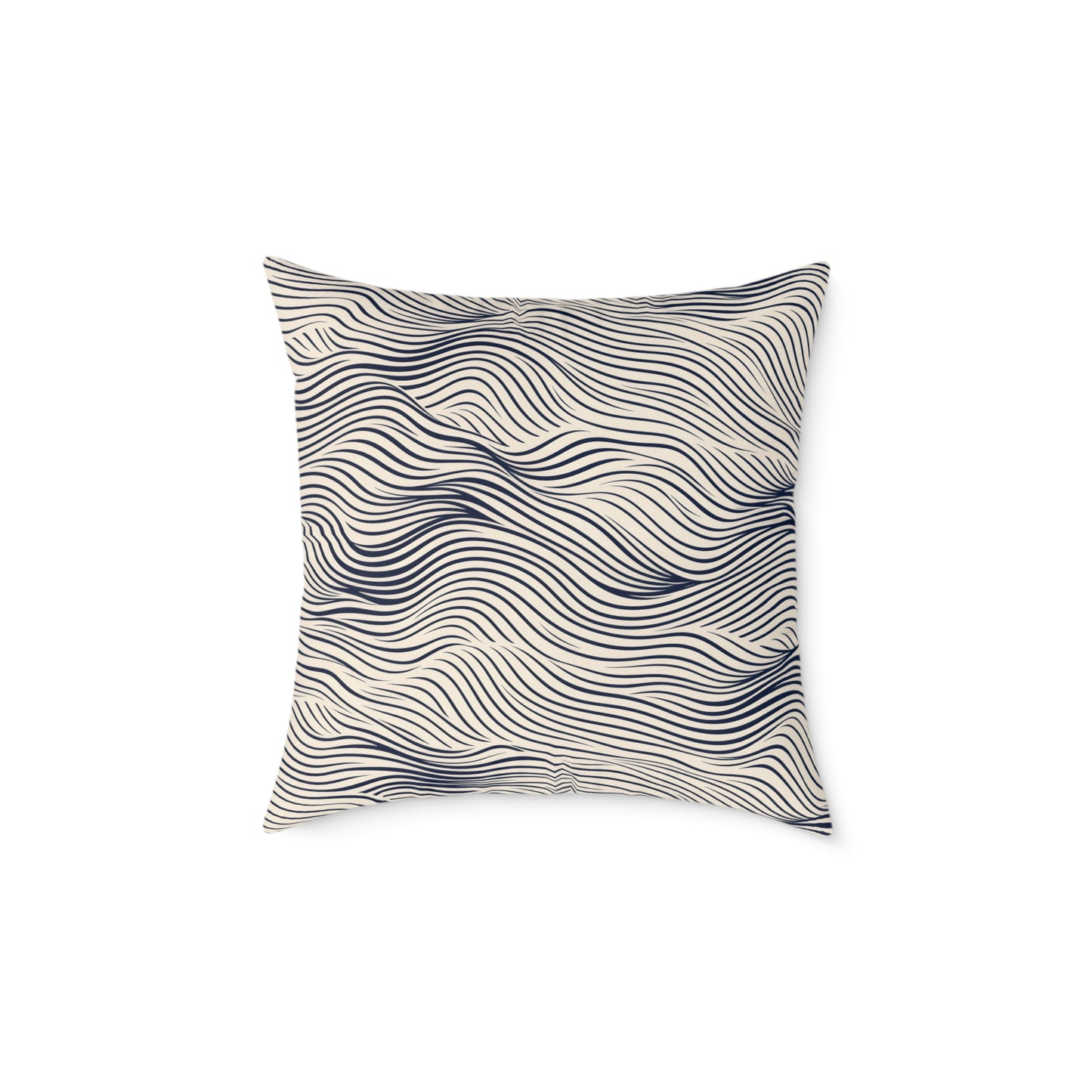 Ripple Drift – Navy - Square Poly Canvas Pillow