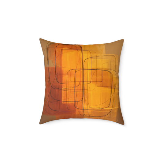 Golden Frame Drift - Square Poly Canvas Pillow