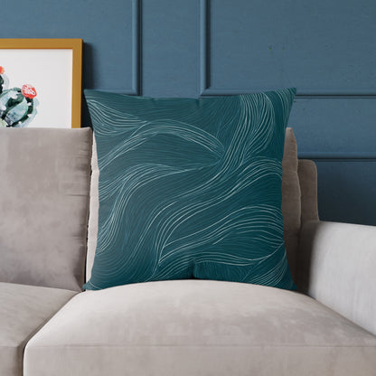 Ocean Current Lines - Square Poly Canvas Pillow