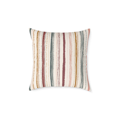 Saffron Loom Stripe - Square Poly Canvas Pillow