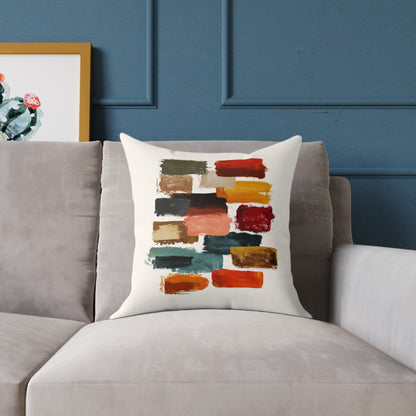Autumn Brush Strokes - Square Poly Canvas Pillow