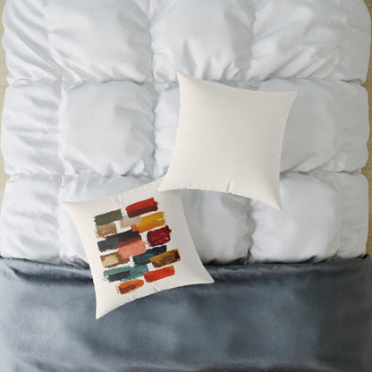 Autumn Brush Strokes - Square Poly Canvas Pillow