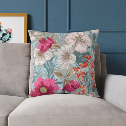 Pastel Meadow Symphony - Square Poly Canvas Pillow