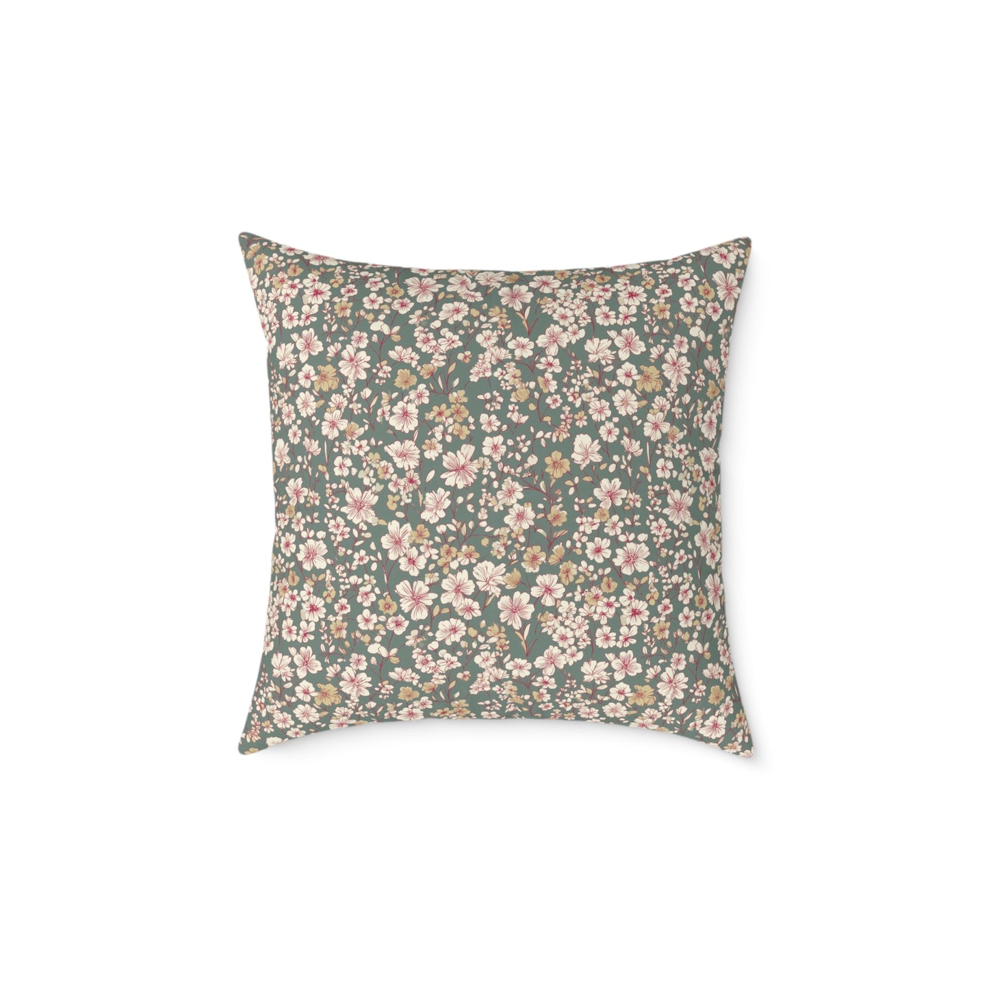Soft Blush Field - Square Poly Canvas Pillow