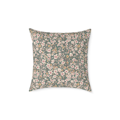 Soft Blush Field - Square Poly Canvas Pillow