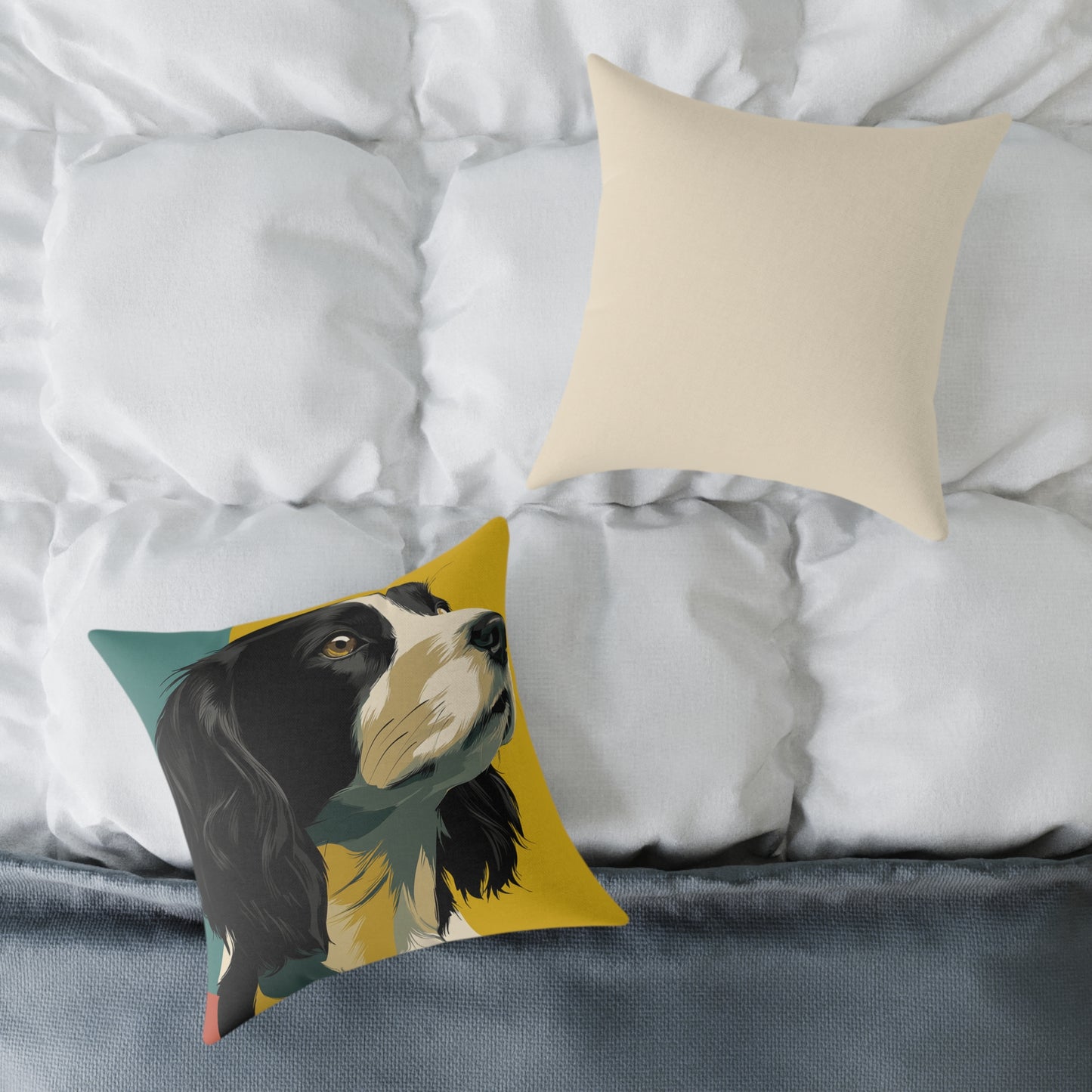 Serene Spaniel - Square Poly Canvas Pillow