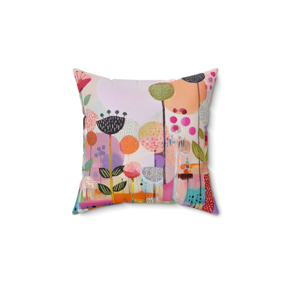 Playful Garden Carnival - Faux Suede Square Pillow
