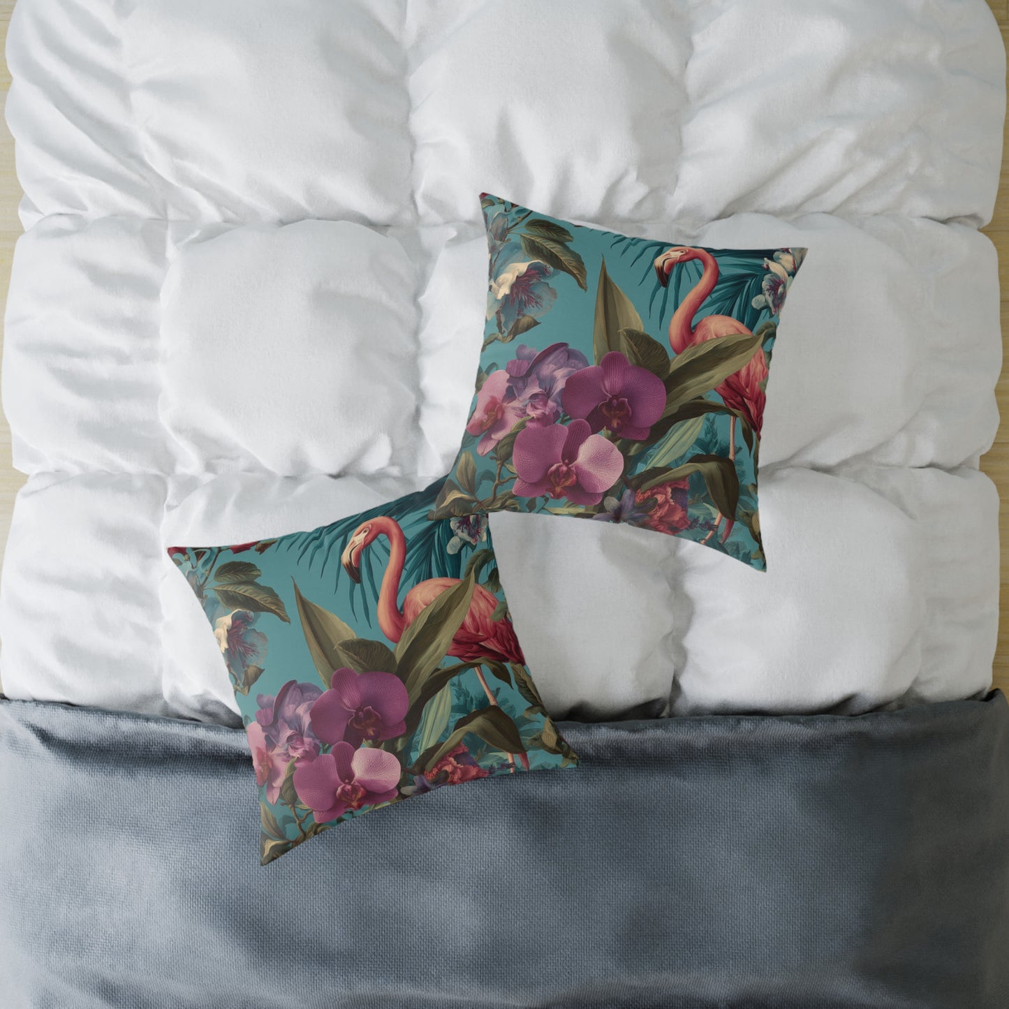 Tropical Blush Bloom - Square Poly Canvas Pillow