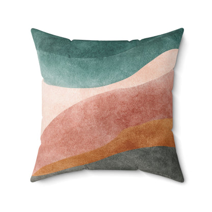 Terracotta Ridge Flow - Spun Polyester Square Pillow