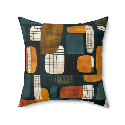 Retro Blockscape - Spun Polyester Square Pillow