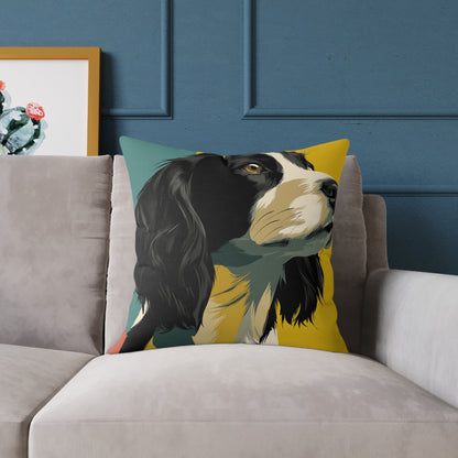 Serene Spaniel - Square Poly Canvas Pillow