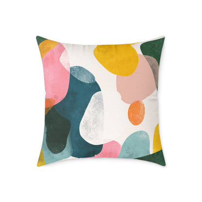 Pastel Pebble Garden - Square Poly Canvas Pillow