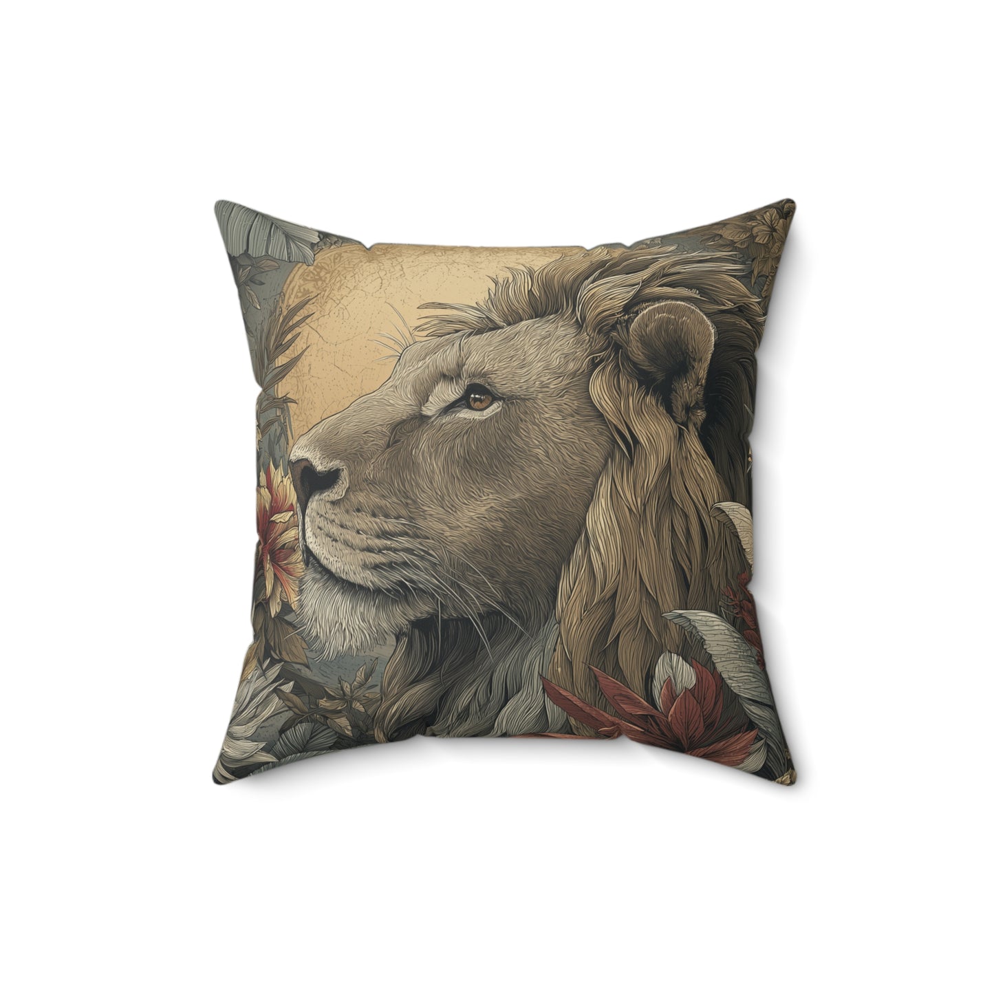 Regal Dawn Lion - Faux Suede Square Pillow