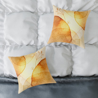 Warm Leaf Ember - Square Poly Canvas Pillow