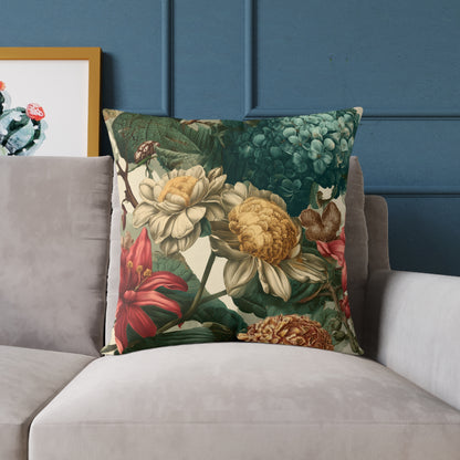 Heritage Garden Bloom - Square Poly Canvas Pillow