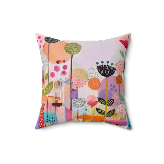 Playful Garden Carnival - Faux Suede Square Pillow
