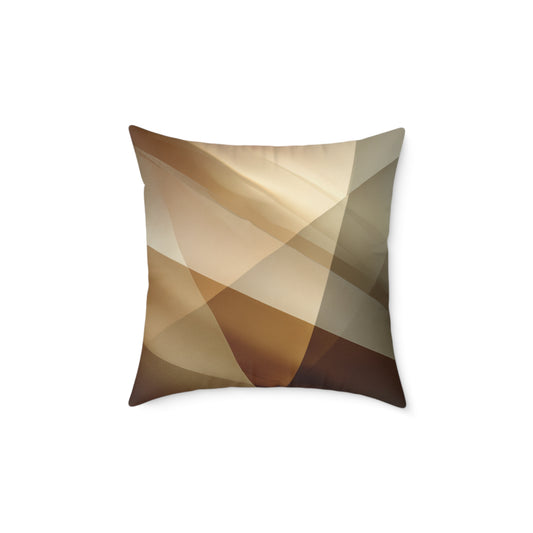 Golden Beam Geometry - Square Poly Canvas Pillow