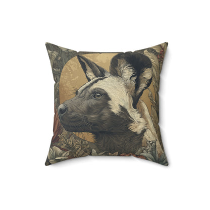 African Wild Dog - Faux Suede Square Pillow