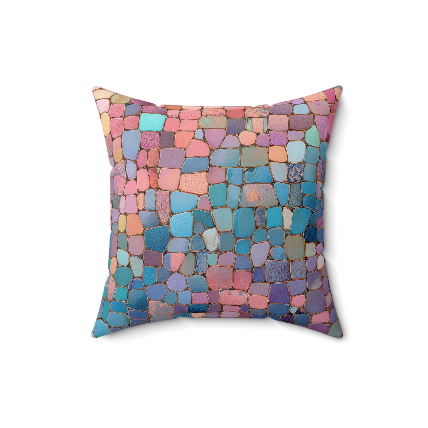 Dusky Jewel Mosaic - Spun Polyester Square Pillow
