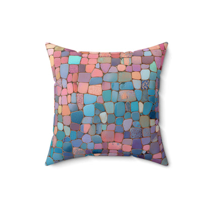 Dusky Jewel Mosaic - Spun Polyester Square Pillow