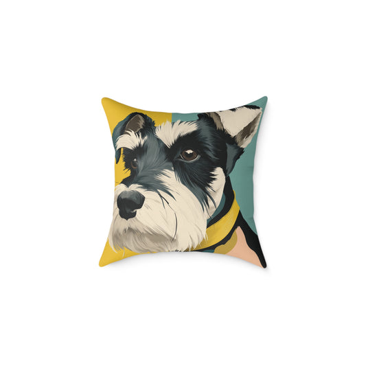 Schnauzer Style - Square Poly Canvas Pillow
