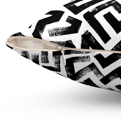 Pebble Maze Charcoal - Spun Polyester Square Pillow
