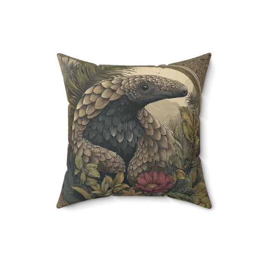 Woodland Pangolin Haven - Faux Suede Square Pillow