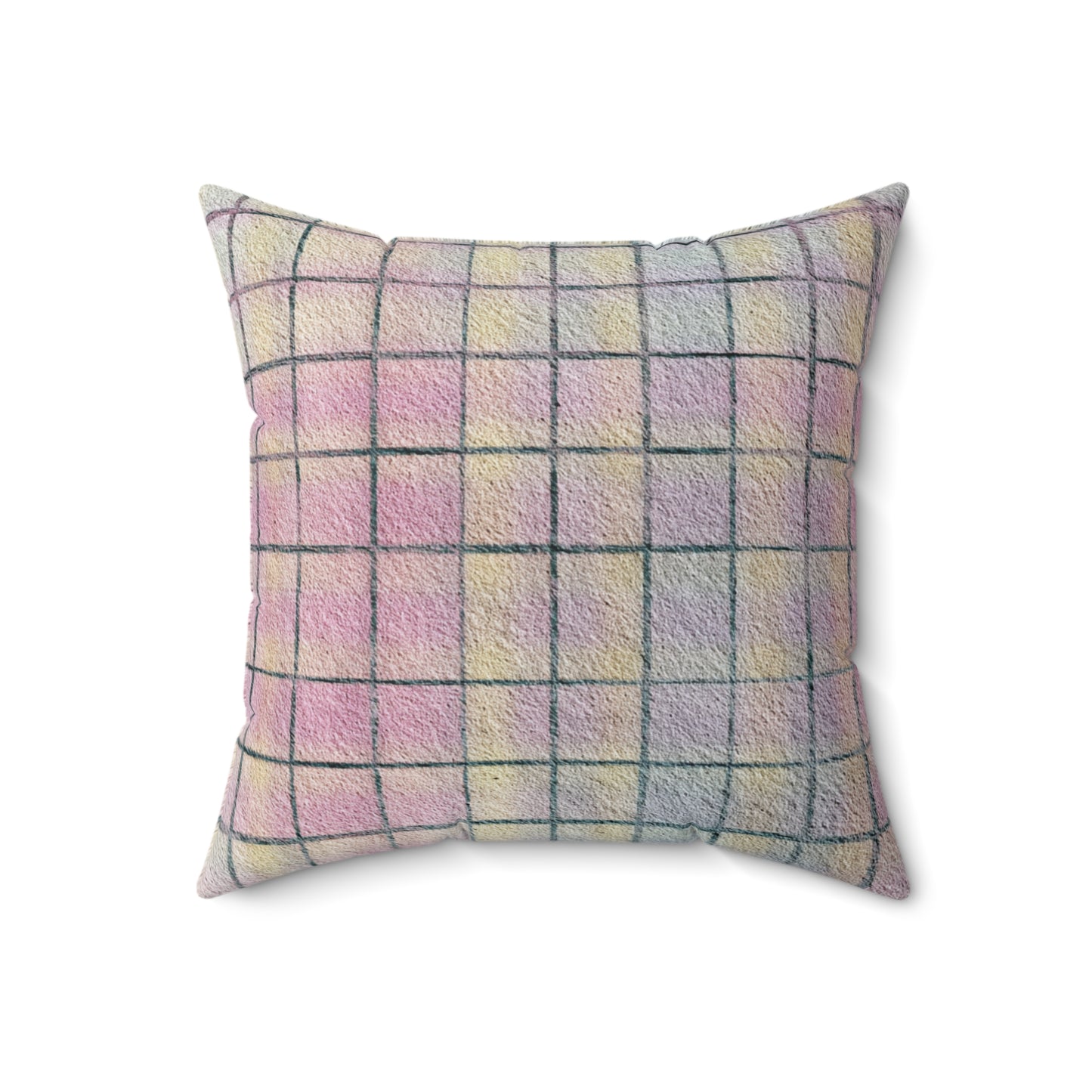 Pastel Grid Calm - Spun Polyester Square Pillow