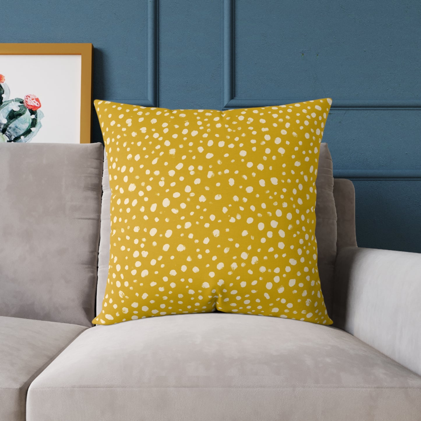 Pebble Scatter - Honey - Square Poly Canvas Pillow