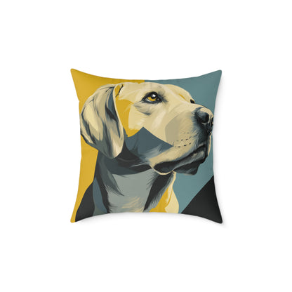 Golden Labrador - Square Poly Canvas Pillow