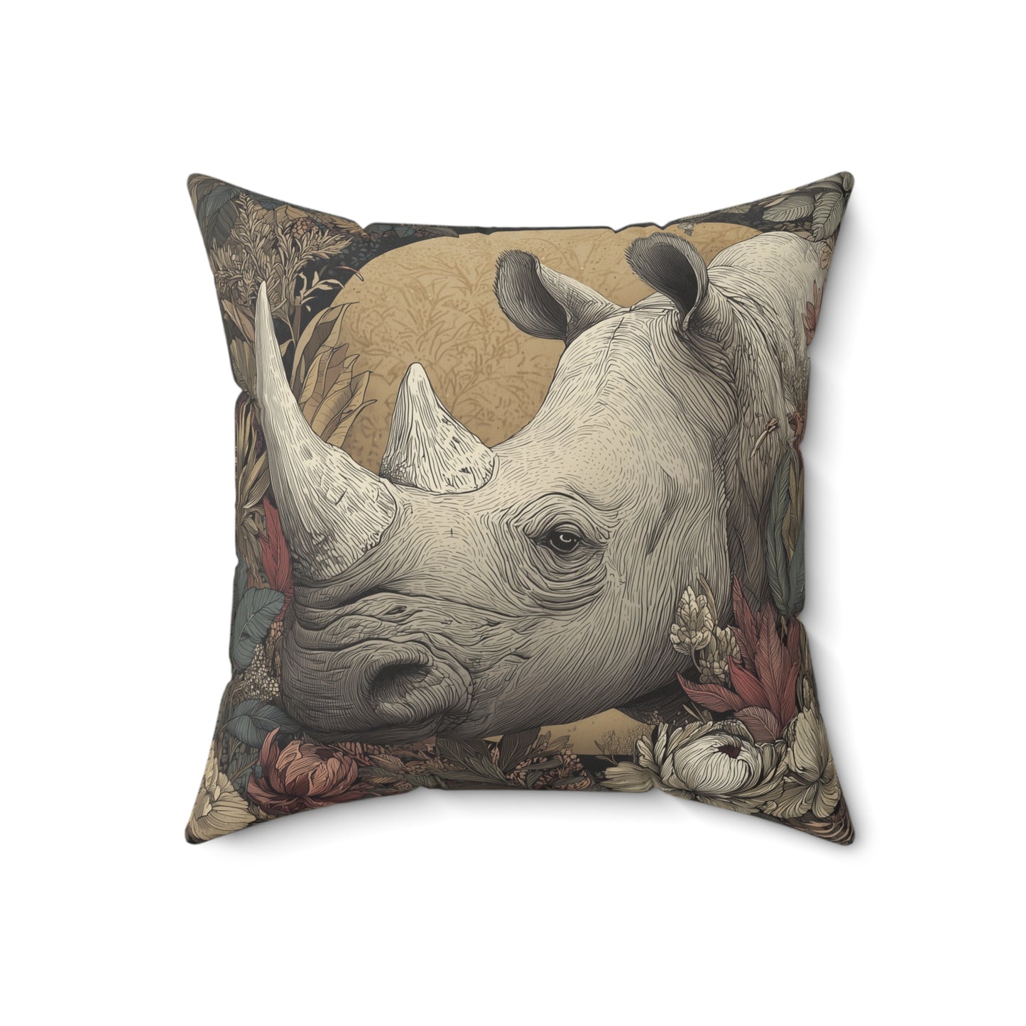 Ivory Plains Rhino - Faux Suede Square Pillow