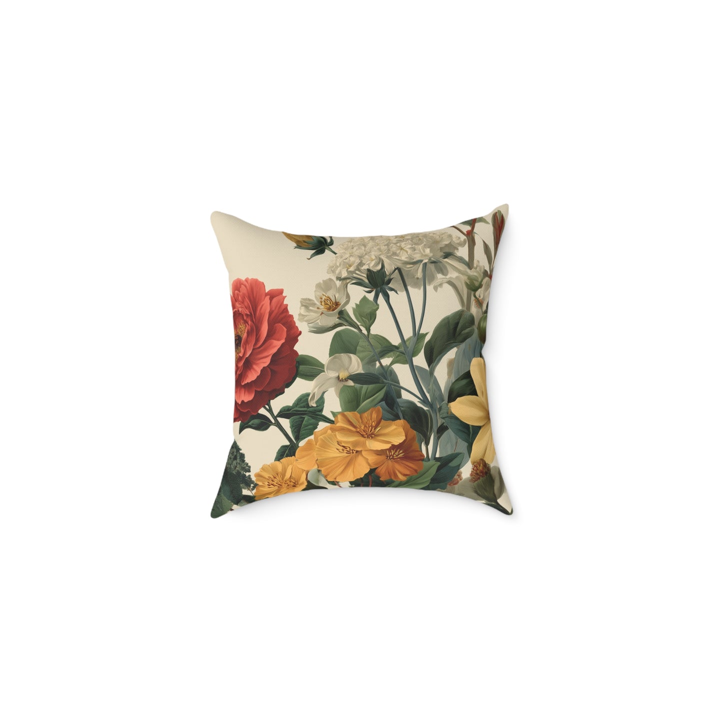Sunlit Wildflower Bouquet - Square Poly Canvas Pillow
