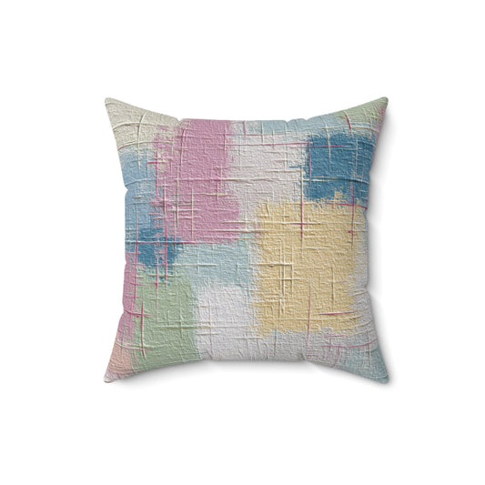 Soft Patch Pastels - Faux Suede Square Pillow