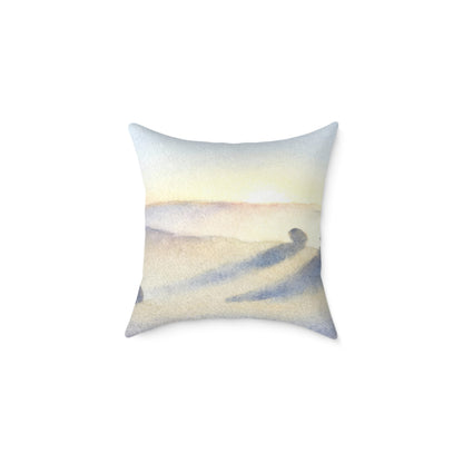 Morning Haze Field - Square Poly Canvas Pillow