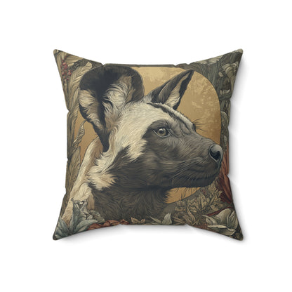 African Wild Dog - Faux Suede Square Pillow
