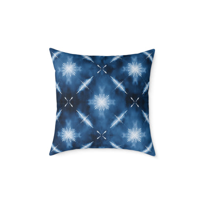 Midnight Aegean Shibori - Square Poly Canvas Pillow