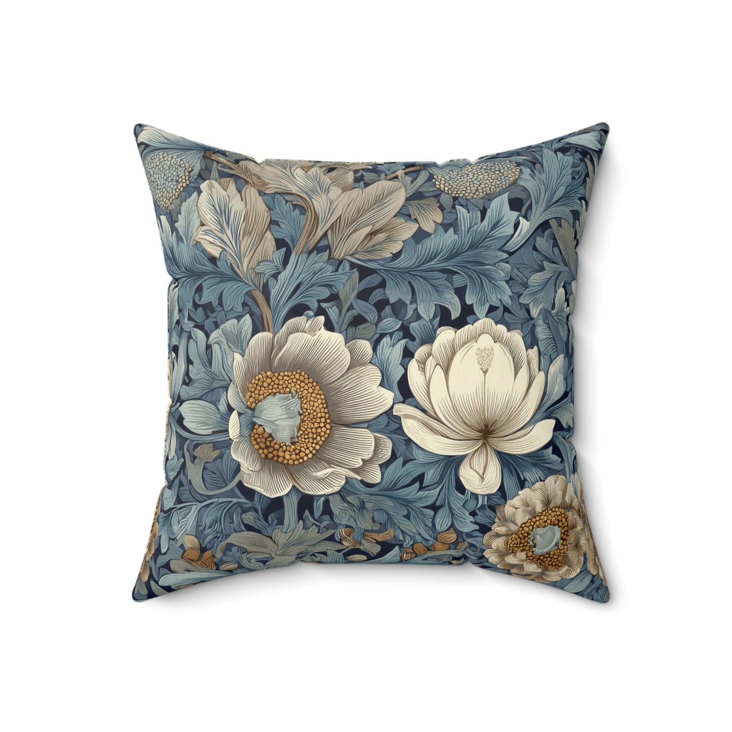 Teal Heritage Floral - Spun Polyester Square Pillow