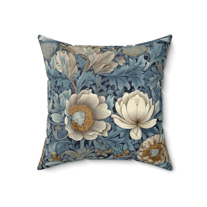 Teal Heritage Floral - Spun Polyester Square Pillow